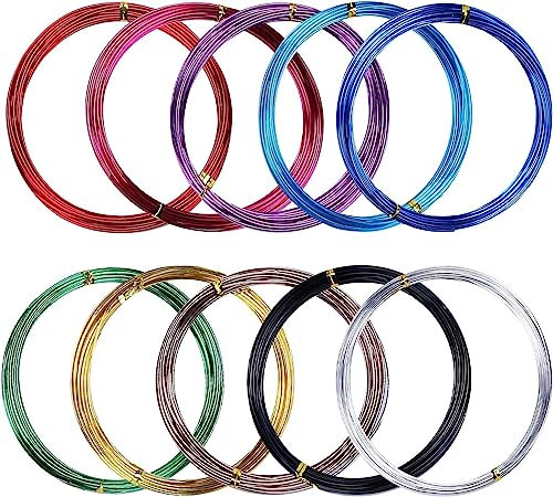 MOLENCO Alambre de Aluminio, 1.5 mm Multicolor Alambre para Joyeria, Alambre de Metal Flexible, Flexible para Manualidades, Esculturas, Manualidades(50m 10 rollos)