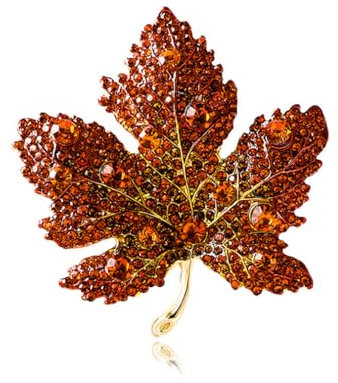 Kristall Ahornblatt Brosche, für Frauen Männer, Exquisite Herbst Brosche mit Kristallen, Palast Vintage Brosche, Hochzeiten, Partys, Mode Accessoire, Elegantes Schmuck Geschenk, Ideal für Weihnachten,