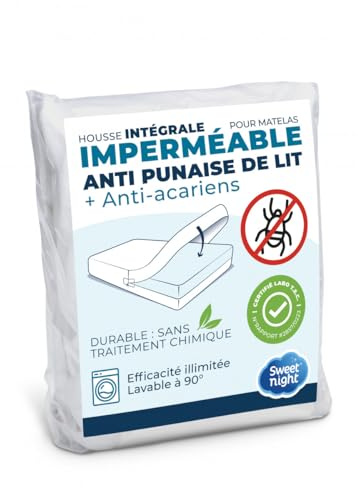 SWEET NIGHT - Housse intégrale Matelas imperméable 140x190 cm | Anti-Punaise de lit et Anti-acariens | Rénove Matelas | Fermeture à glissière | sans Traitement Chimique | EP. jusqu'à 30 cm