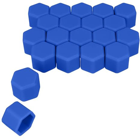 kwmobile 20x Copribulloni compatibile con dadi delle ruote da 21 mm - Set 20 coperture bulloni ruota auto - Copricerchi in blu scuro