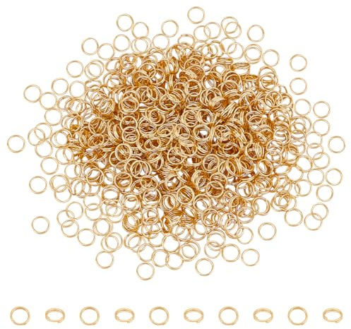 UNICRAFTALE 600Pcs Anneaux de Saut Fendu Acier Inoxydable 5mm Plaqué Or 18 carats Double Boucle Mini Porte Clés Petits Anneaux Connecteurs pour Porte Clés Bijoux Colliers Bracelets Boucle D'Oreille