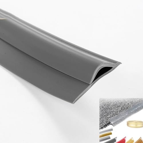 ZIUSFAC Teppichkantenleiste PVC Übergangsleiste Laminat Abdeckleiste Selbstklebend Teppich Bodenübergangsstreifen Breite 3.3 cm Kanten Trim Übergangsprofil Höhenausgleich 7mm(Dark Gray,4m(13ft))