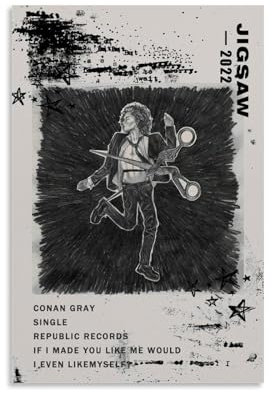 CChongjin CONAN GRAY-JIGSAW - Póster decorativo de álbum de música, lienzo para pared, póster de pared e impresión artística moderna para dormitorio familiar, pósteres de 40 x 60 cm, estilo sin marco