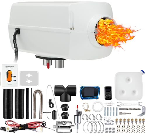 Dieselheizung 2 kW/5 kW/8 kW, 12 V – 24 V, tragbarer Diesel-Luftheizer mit Schalldämpfer, Fernbedienung, LCD-Monitor, schnelles Aufheizen, Abtauen und Beschlagen für Wohnmobile, LKWs, Wohnwagen, Bo