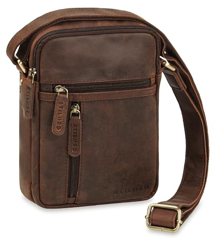 STILORD Zelus Elegante Schultertasche Herren Leder Klein - Ideal für Alltag oder Reisen - Männer Umhängetasche mit Tablet-Fach 8 Zoll - Echt Leder Messenger Bag Farbe:Zamora - braun