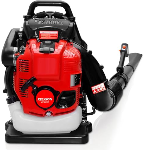 Relxxon Gas Powered Backpack Leaf Blower, Commercial Heavy Duty 75.6cc 4-Stroke Engine, 205 MPH 750 CFM for Professional Yard Care, Large Properties & Lawn Maintenance, No Fuel Mix (RL9908 PRO)