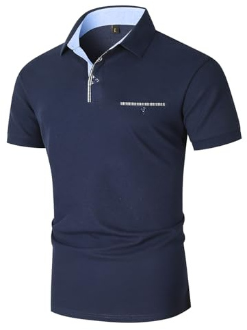 KUNJLELP Poloshirt Herren Kurzarm Männer Polohemd Giraffe Stickerei T-Shirt Sommer