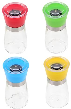 MAGICLULU Lot De 4 Moulins À Poivre Manuels En Verre À Manivelle Pour La Maison Pour La Table À Manger Préservée À Large Ouverture