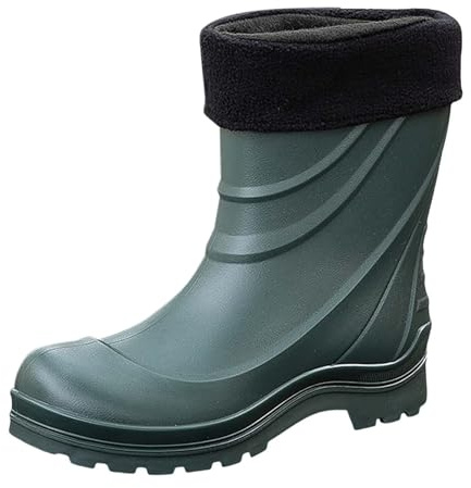 Stivali di gomma da uomo, imbottiti, impermeabili, da pioggia, invernali, da giardino, taglia 39-44, verde, 44 EU