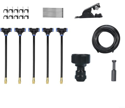 Fauhapyway Dispositivo de riego automático de plantas, kit de riego atomizador con función de refrigeración por nebulización para plantas de jardín (15 m)