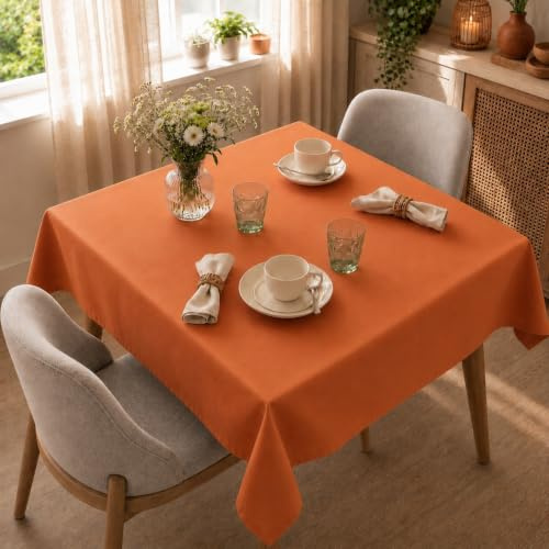 matches21 HOME & HOBBY Tischdecke 85 x 85 cm für Küche & Esstisch in Orange - Waschbares Tischtuch mit Lotuseffekt