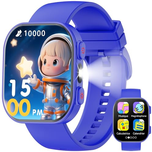 Mingdaln Orologio da gioco intelligente per bambini, schermo TFT1.83 Smart Watch, monitoraggio della frequenza cardiaca/libro di storie/apprendimento delle parole, adatto a ragazzi e ragazze (Blu)