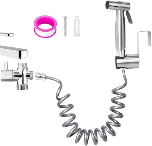 Kit Bidet per Rubinetto in Acciaio Inox, con Tubo Retrattile 2M - Doccia Igienica Portatile per Igiene Intima, Pulizia WC e Animali Domestici - Installazione Rapida Senza Idraulico