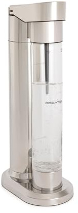 CREATE SODA MAKER STUDIO / 1L CHROM + DOPPELFLASCHE 500ml + 350ml / KEINE CO2-Zylinder, BPA freie Flasche