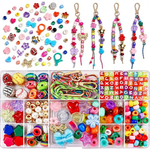 304-teiliges DIY Schlüsselanhänger Bastelset mit Bunten Acrylperlen | Anhänger Selber Machen Mit Buchstabenperlen Herzperle, Diy Set, Taschenanhänger