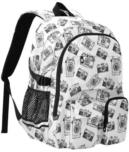 Reiacy Doodle Disposable Camera School Backpack for Kids, Large Capacity Bookbag Laptop Bag Travel Backpack for Middle School College
