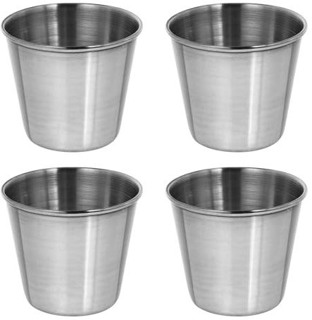 Sosoport Set 4 Tazzine da Caffè in Acciaio Inox 50ml Design Liscio Impilabile, Tazze Argento per Casa e Viaggio