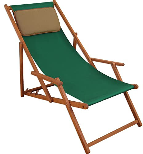 Deckchair grün Liegestuhl klappbare Sonnenliege Gartenliege Holz Strandstuhl Gartenmöbel 10-304 KD