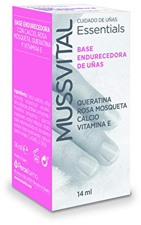MUSSVITAL Essentials Base Endurecedor de Uñas, 14 ml, Queratina, Rosa Mosqueta, Calcio, Vitamina E, Proporciona una Resistencia Adicional Contra Posibles Roturas de Golpes