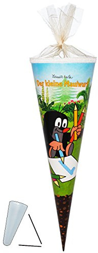 alles-meine.de GmbH Schultüte - der kleine Maulwurf - Pauli - 85 cm - Tüllabschluß - Zuckertüte - mit/ohne Kunststoff Spitze - für Mädchen & Jungen - Maulwürfe Stifte 1. Klasse..
