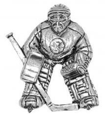 Pewter Pin Badge Sport Ice Hockey Net Minder