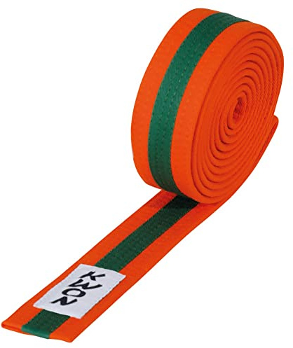 Budogürtel Judo mehrfarbig, versch. Längen (orange/grün/orange, 300)