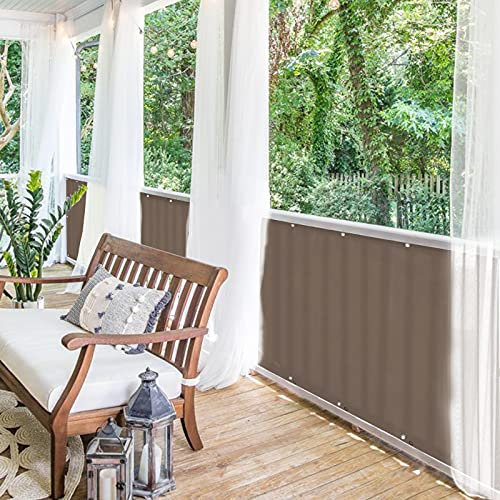 BALCONIO Balkon Sichtschutz wasserabweisend Balkonbespannung Balkonabdeckung für Balkon Terrasse aus Polyester-Braun-350 x 85 cm