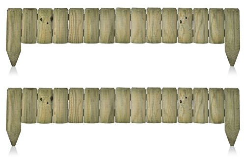 1M Fixed Picket Fence Log Roll Border Edge Garden Outdoor Lawn Edging (2)
