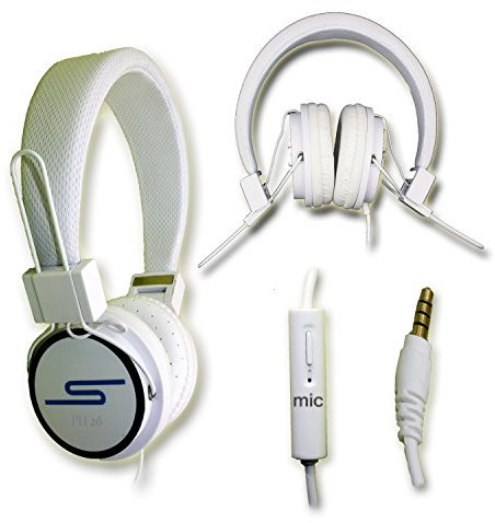 PH26 Casque Audio stéréo Blanc Extra-Bass Clear Sound avec Fonction Micro + télécommande pour Bouygues Telecom BS 403 by