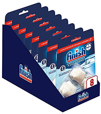 Finish Curalavastoviglie a Ciclo Pieno, 8 Confezioni da 3 Pastiglie di Cura Lavastoviglie, Additivo per una Lavastoviglie Pulita dai Residui di Grasso e Sporco