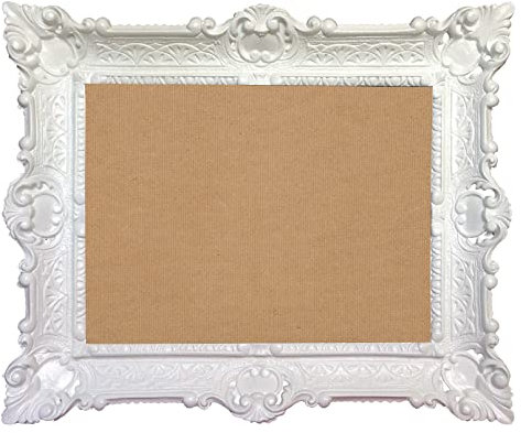 Lnxp Marco de fotos de estilo barroco con cristal, 56 x 46 cm, rectangular, para 30 x 40 cm o 40 x 30 cm, estilo barroco antiguo (blanco)