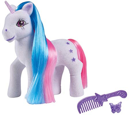 Simba 104342482Y06 - My Sweet Pony Enhörning med Färgglad Man - My Sweet Pony Enhörning med Färgglatt Hår och Flockat Tyg, Kam och Hårklämma Ingår, 14 cm, Från 3 år