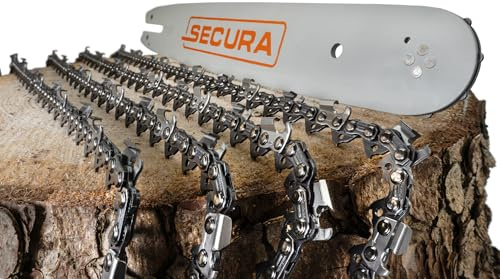 4x Sägekette + 1x Schwert 3/8-1,5-64 43cm SECURA kompatibel mit Dolmar PS-6400, Makita 5200