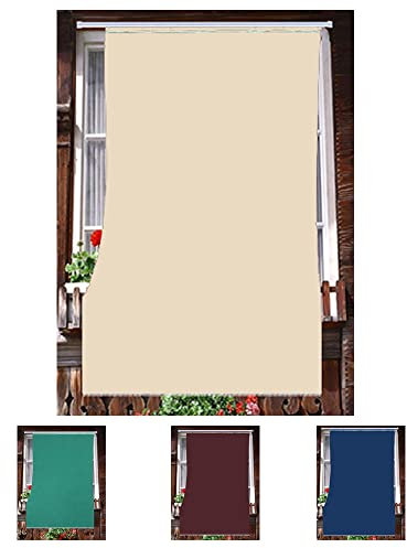 Home Tresor - Tenda da Sole da Esterno per Balcone/Terrazzo/Veranda con Anelli e Ganci per Applicazione, Resistente e Lavabile, 100% Poliestere, Tinta Unita Beige cm. 140x300