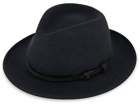 fiebig Lewis Fedora Wollfilzhut | Crushable & Waterproof Filzhut mit verstellbarem Innenband & Ledergarnitur | Outdoor Hat Made in Europe