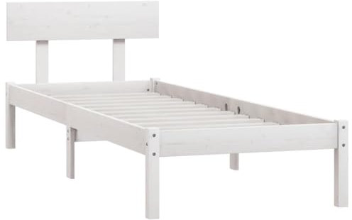 vidaXL Massivholzbett Bettgestell mit Lattenrost Bett Holzbett Bettrahmen Einzelbett Schlafzimmerbett Schlafzimmermöbel Weiß Kiefer 90x200cm