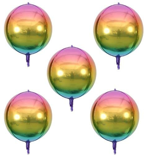 5 Pezzi Palloncini Rotondi Giganti 4D Grandi in Foil Specchiato Metallico Orbz Mylar Sfera Palloncini per Ragazza Ragazzo Festa di Compleanno Matrimonio Baby Shower Decorazioni Forniture (56 cm