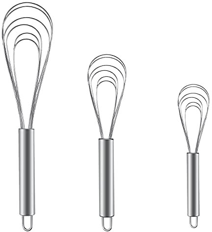 3 frusta piatta in acciaio inox, professionale Plus frusta per mescolare, filo piatto, set di frusta da cucina, frusta per uova, miscelazione, frusta, frusta, frusta e mescolare