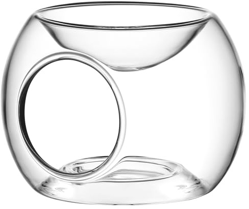 OSALADI Essential Oil Burner Scent Lamp Wax Melt Warmer Borosilicate Glass 12cm x 9.5cm Aromatherapy Candle Holder for Home Decor Yoga Meditation Room Bedroom Living Room