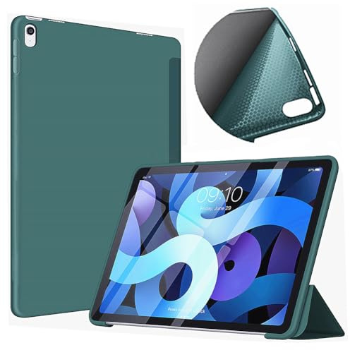 VAGHVEO Custodia per iPad 10a Generazione 2022 10,9 Pollici Cover Posteriore Flessibile In Morbido TPU, Sottile e Leggera con Supporto a Tre Pieghe Custodie Protettive Case, Verde Scuro