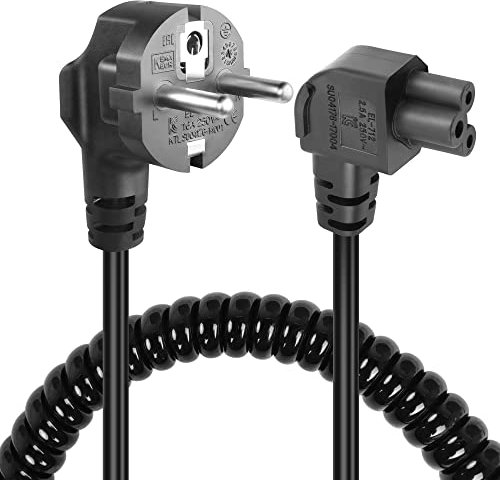 GELRHONR CEE7 auf C5 Kleeblattkabel Spiralkabel,90 Grad 3Pin AC Stromkabel,Right Angle Micky-Maus Stecker Laptop Netzteilkabel Power Cable für Scanner, Drucker und LED TV Monitore(Right Angle C5)