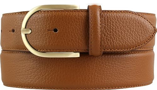 BELTINGER Damen-Gürtel aus gemasertem Leder mit Steppnaht 4 cm | Hochwertiger Ledergürtel mit Pigmentprägung 40mm Damen | Jeans-Gürtel mit goldener Gürtelschließe 4cm