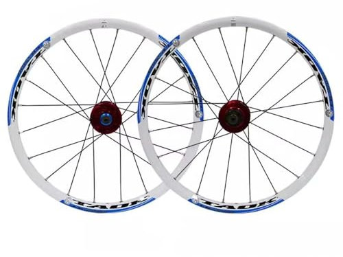 LSRRYD 20Zoll BMX MTB Fahrrad Laufrad Satz 406 Schnellspanner Lose Wulstnaben Scheibenbremse Vorderrad Hinterrad Felgen Für Faltrad Kassette Schwungrad 20H (Color : White-Blue, Size : 20inch)