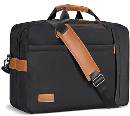 ESTARER Umwandelbar Rucksack Laptoptasche Umhängetasche Herren 17/17,3 Zoll Multifunktions Nylon Tasche für Business/Schule/Reisen Schwarz