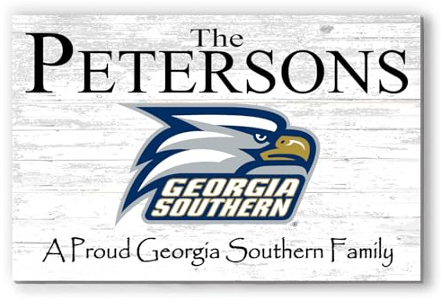 Broad Bay Custom Georgia Southern Family Name Sign, Solid Wood, 16.5 x 10.5 x .5, Personalized Family Name Decorative Sign, Wall Mount, Classic Style, GS Eagles Spirit