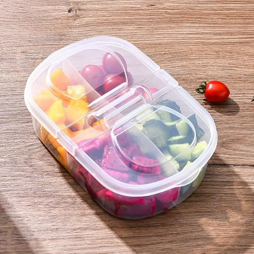 Snack Box for Kids, 4 Compartments Bento Snack Box, Reusable Meal Prep Lunch Containers for Kids Adults, Snack Box with Compartments for School Work Travel (1)