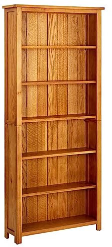 Bücherregal mit Stauraum, 6 Ebenen Standregal, Multifunktional Regal, Aufbewahrungsregal, Wohnzimmerregal, 80x22,5x180 cm Massivholz Eiche