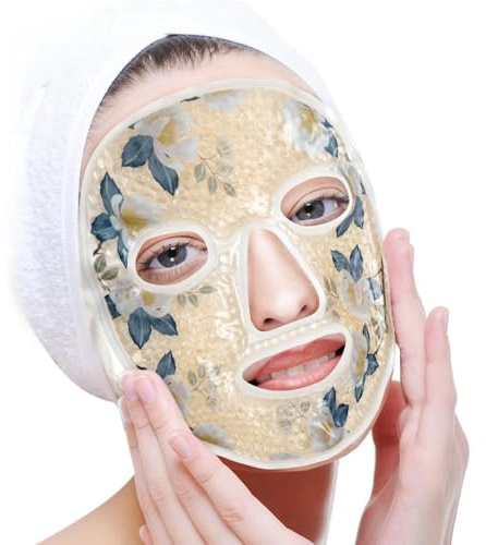 Kühlmaske Gesicht Eis Augenmaske Eiskalte und Heiße Kompresse Gesichtsmaske, Gesicht SPA für Druck, Kopfschmerzen, Geschwollene und Müde Augen