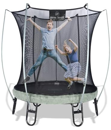 BRAVE SPORTS - Trampoline d’Extérieur pour Enfants et Adultes – Structure en Acier Galvanisé – Balançoire Extérieur avec Filet de Sécurité et Surface de Saut Élargie – Trampoline de Jardin – 240 cm