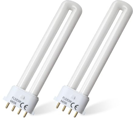 FLS/E9W 6400K Lot de 2 ampoules fluorescentes de 9 W, base 2G7 à 4 broches, taille spéciale de 14 cm, 6400 K